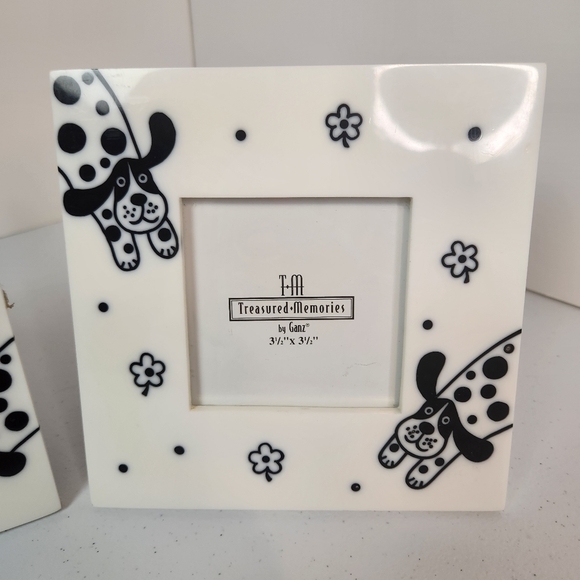 Ganz Treasured Memories Square 3.35" Photo Frame Pair Of 2 White Hound Dog Dogs - Picture 2 of 6
